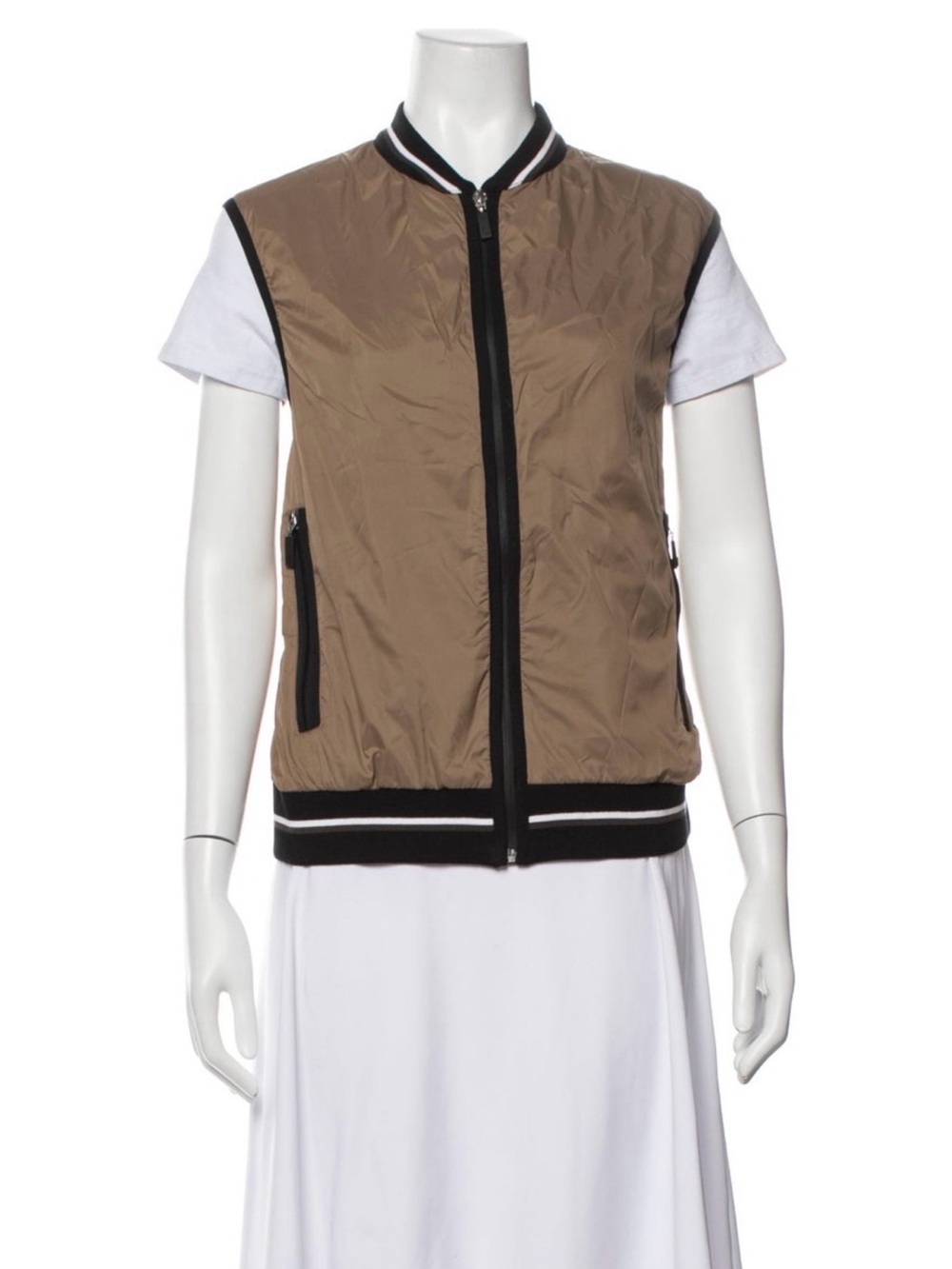 Fendi Brown and Black Sleeveless Varsity Jacket